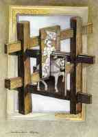sandro del prete optical illusion knight on horseback in wood